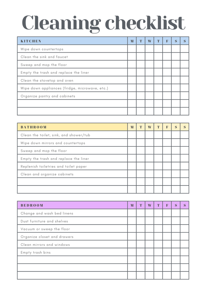 Cleaning Checklist